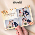 Thanksgiving Dinner Party Photo Booth Template | 4-Photo Grid Layout | Editable Date, Watercolor Maple Leaves &amp; Pumpkins