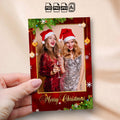 Merry Christmas Photo Booth Template | Single Photo Portrait Layout | Red &amp; Gold Design with Ornaments &amp; String Lights, 4x6 Photobooth Template