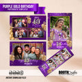 Purple & Gold Birthday Photo Booth Template Bundle | Glitter & Gold Balloon Design | All 4 Layouts, Editable Photoshop Templates, Instant Download