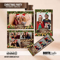 Rustic Christmas Party Photo Booth Template Bundle | Dark Wood Design with String Lights, Ornaments & Gift Boxes | Multiple Layouts, Editable Photobooth Templates, Instant Download