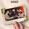 Merry Christmas Photo Booth Template | Landscape Layout | Ivory &amp; Gold Design with Gift Boxes &amp; String Lights, 4x6 Photobooth Template