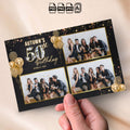 50th Birthday Photo booth Template |  Black and Gold 4x6 Postcard Overlay | Golden Birthday Photo Booth Template