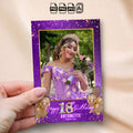 Purple & Gold Birthday Photo Booth Template | Portrait Layout | Glitter & Gold Balloon Design, Editable Photoshop Template, Instant Download