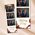 Christmas Holiday Party Photo Booth Strip Template | White &amp; Gold Design with Garland, Pinecones &amp; Red Bows | 2x6 Photostrip Template, Instant Download