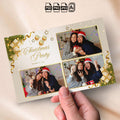 Christmas Party Photo Booth Template | 3-Photo Collage Layout | Ivory &amp; Gold Design with Gift Boxes &amp; Ornaments, 4x6 Photobooth Template