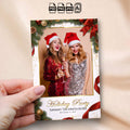 Christmas Holiday Party Photo Booth Template | Single Photo Portrait Layout | Editable Company Name, White &amp; Gold Design, 4x6 Photobooth Template