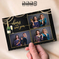 Cheers to the New Year Photo Booth Collage Template | 3-Photo Layout | Black & Gold Design with String Lights, Editable Photoshop Template, Instant Download