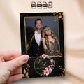 Black & Gold Floral Wedding Photo Booth Template | Portrait Layout | Gold Leaf & Pink Floral Wreath Design, Editable Photoshop Template, Instant Download