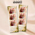 Merry Christmas Photo Booth Template | 2x6 Photo Strip Layout | Ivory &amp; Gold Design with Gift Boxes &amp; Ornaments, 2x6 Photostrip Template