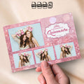 Pink & Rose Gold Quinceañera Photo Booth Collage Template | 4-Photo Layout | Pink Glitter with Floral Crown Badge, Editable Photoshop Template, Instant Download