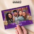 Purple & Gold Birthday Photo Booth Template | Landscape Layout | Glitter & Gold Balloon Design, Editable Photoshop Template, Instant Download