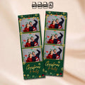 Christmas Party Photo Booth Strip Template | Green &amp; Gold Design with Ornaments &amp; Snowflakes | 2x6 Photostrip Template, Instant Download