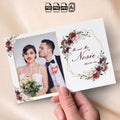 Burgundy Floral Wedding Photo Booth Template | Single Photo Portrait Layout | Editable Photoshop Template, Instant Download