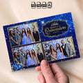Royal Blue Quinceañera Photo Booth Collage Template | 3-Photo Landscape Layout | Royal Blue Sparkle with Gold Crown Badge, Editable Photoshop Template, Instant Download