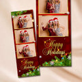 Happy Holidays Photo Booth Strip Template | Red &amp; Gold Design with Ornaments &amp; String Lights | 2x6 Photostrip Template, Instant Download
