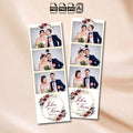 Burgundy Floral Wedding Photo Booth Template | 3-Photo Strip Layout | Editable Photoshop Template, Instant Download