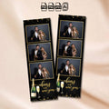 Cheers to the New Year Photo Booth Strip Template | 3-Photo 2x6 Layout | Black & Gold Design with String Lights, Editable Photoshop Template, Instant Download