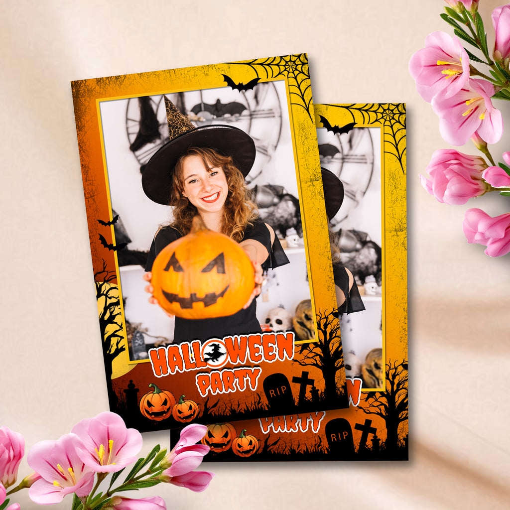 Halloween Party Photo Booth Template | Single Photo Portrait Layout | 4x6 PhotoboothTemplate, Instant Download
