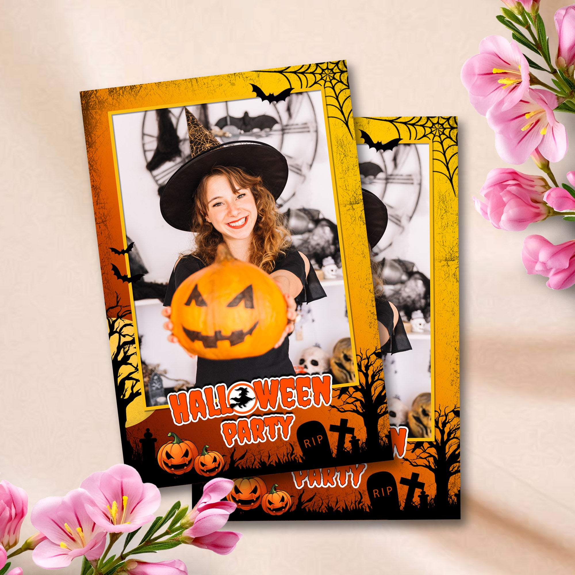 Halloween Party Photo Booth Template | Single Photo Portrait Layout | 4x6 PhotoboothTemplate, Instant Download