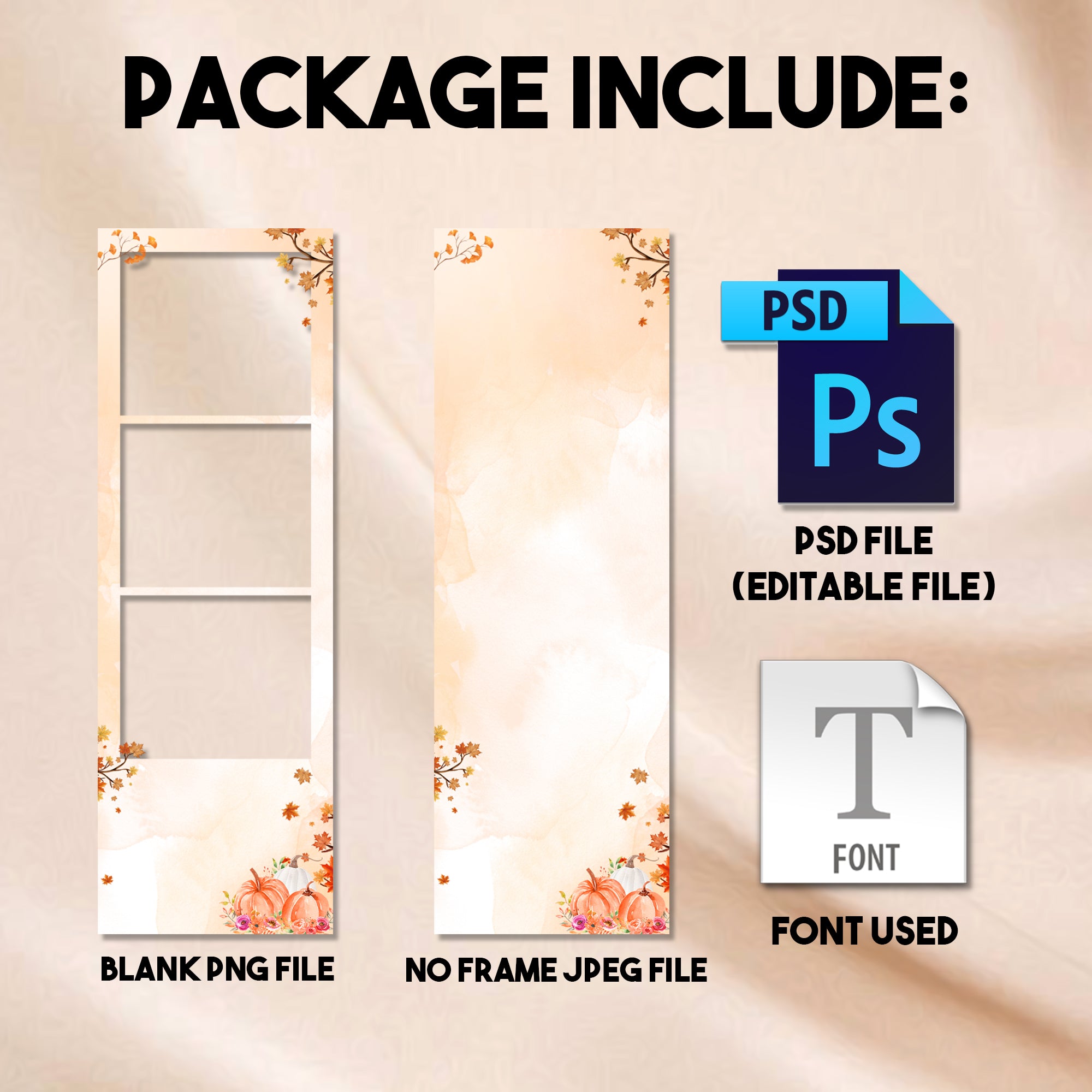 2x6 Thanksgiving photo booth strip template mockup with Happy Thanksgiving 2024 script