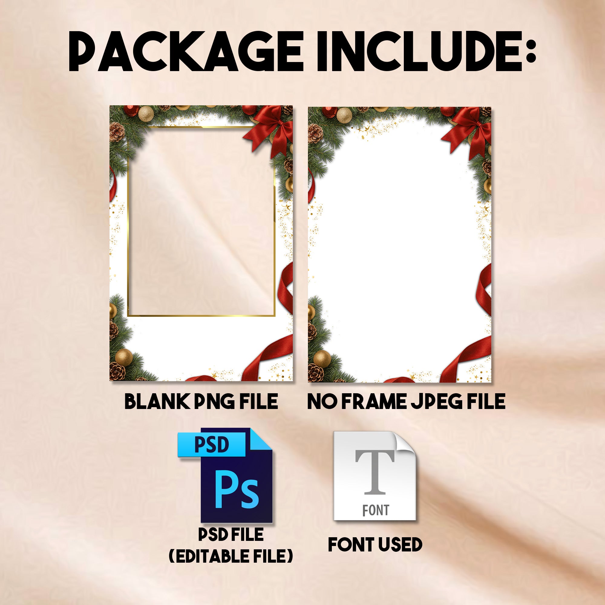 4x6 Christmas photo booth portrait template mockup with Savant Technologies sample text