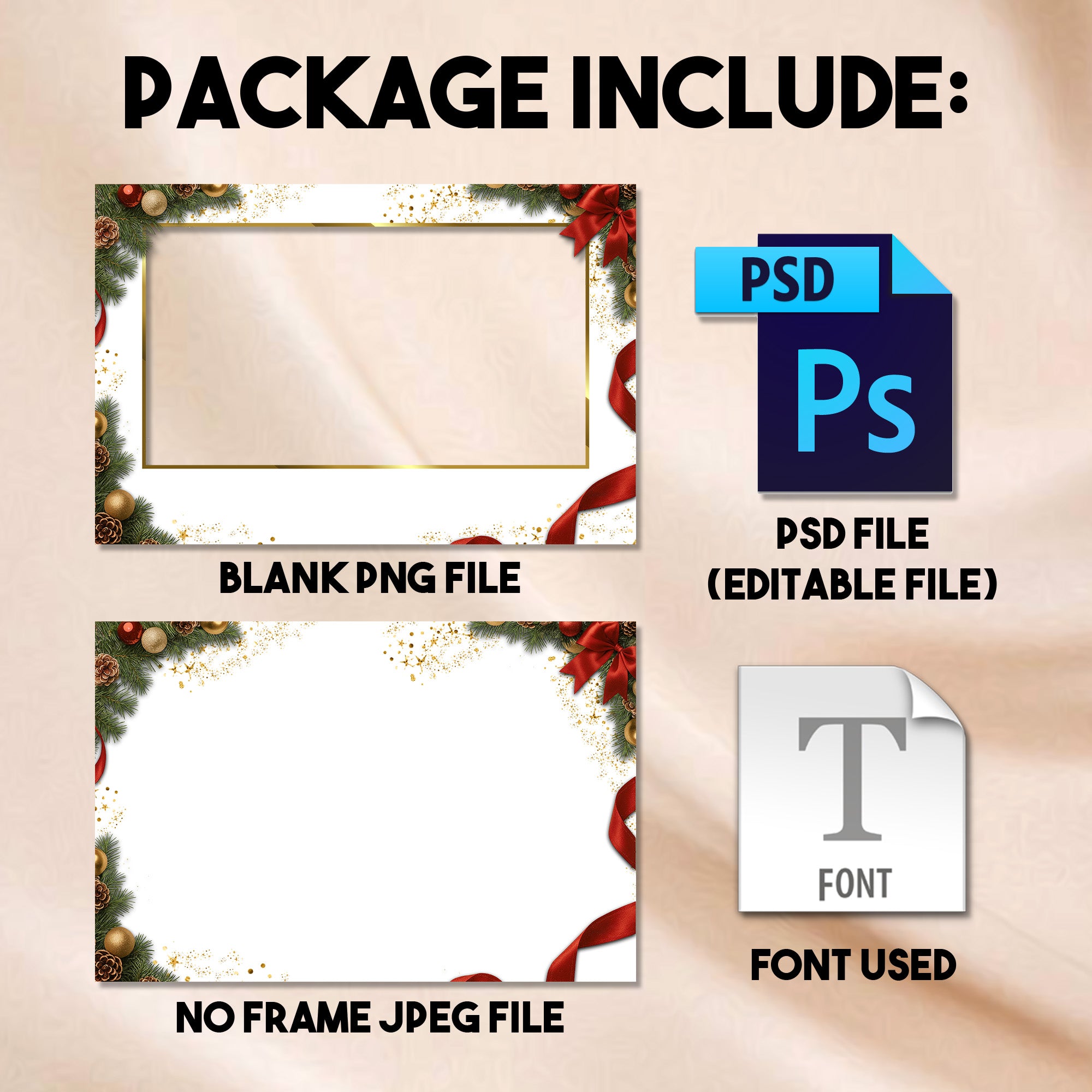 4x6 Christmas photo booth landscape template mockup with Holiday Party 2025 text