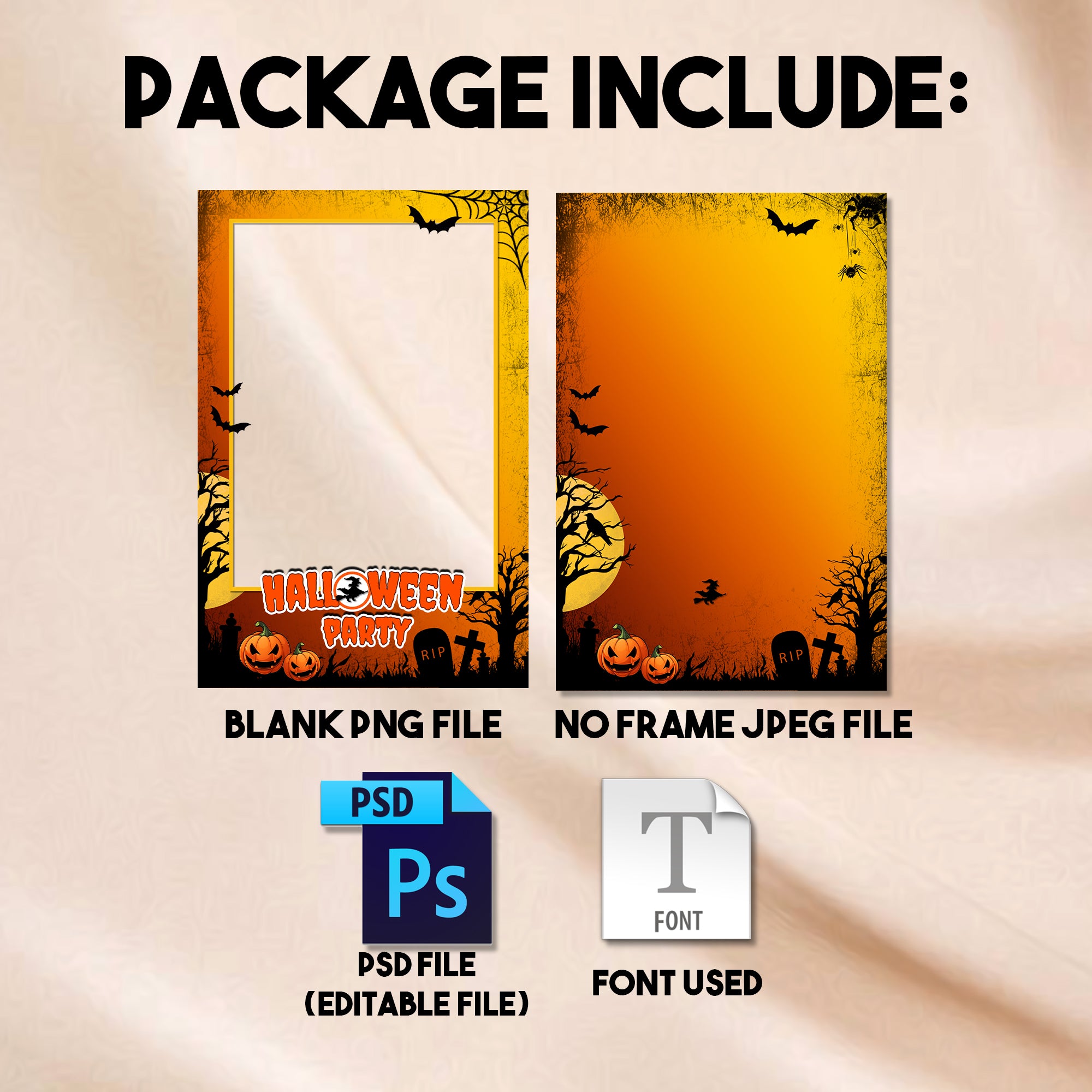 Halloween Party Photo Booth Template | Single Photo Portrait Layout | 4x6 PhotoboothTemplate, Instant Download