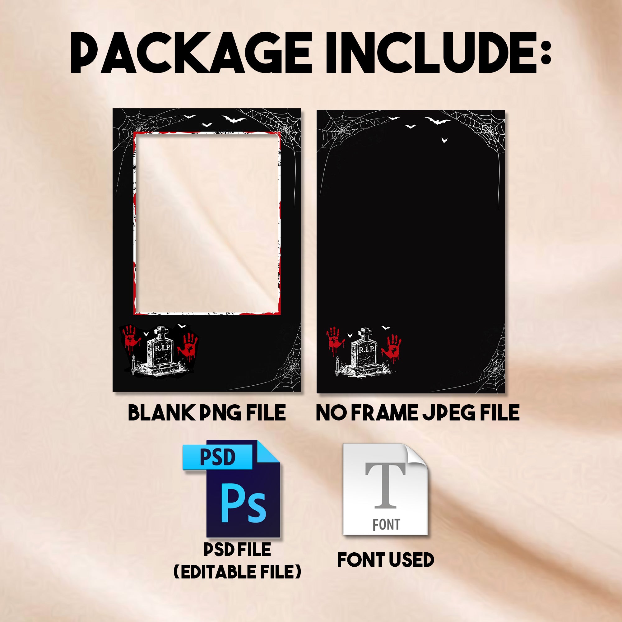 Halloween Party Photo Booth Template | Spooky Gothic Portrait Layout | 4x6 Photobooth Template, Instant Download