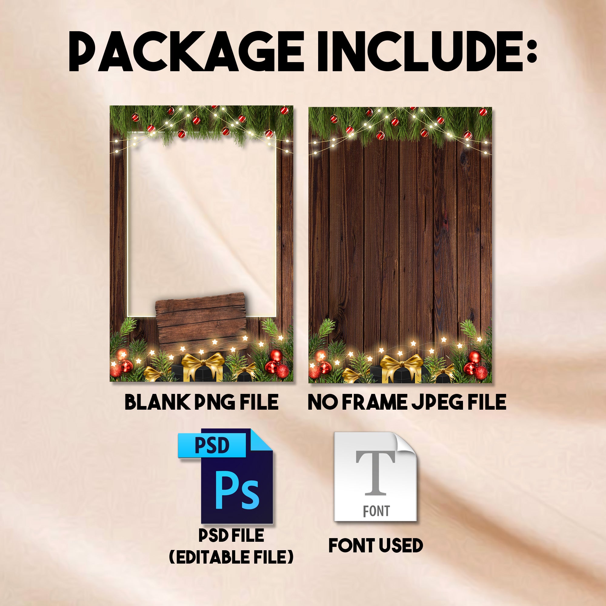 4x6 Christmas photo booth portrait template mockup with Happy Christmas Party sign